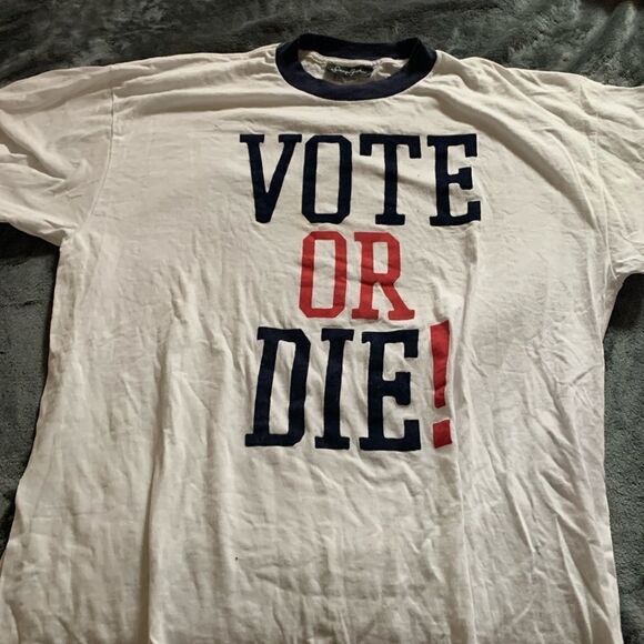 Vintage SEAN JEAN VOTE OR DIE RINGER T SHIRT SZ xl SUPREME KITH PALACE ELECTION - Picture 1 of 6
